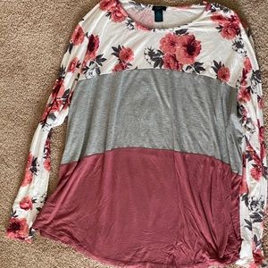 Rue 21 Colorblock Floral Top 4x